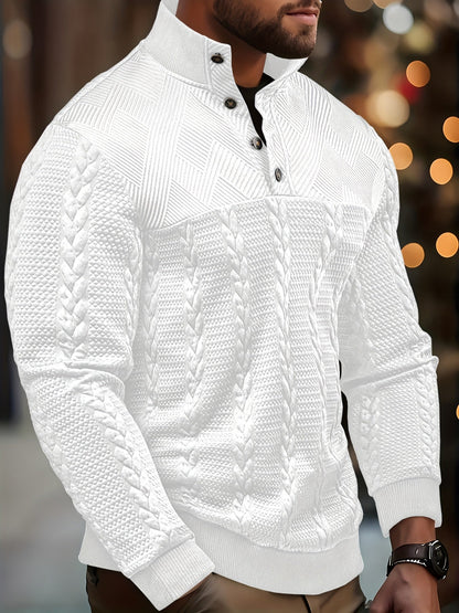 Griffin | Textured Button-Neck Pullover