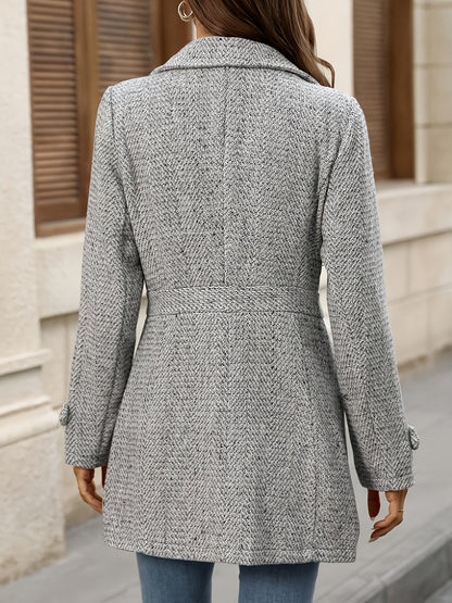 Kendra | Waist-Defining Herringbone Coat