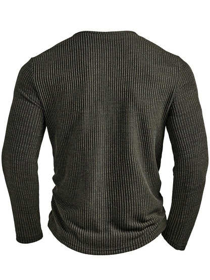 Malcolm | Ribbed Long-Sleeve Henley Shirt