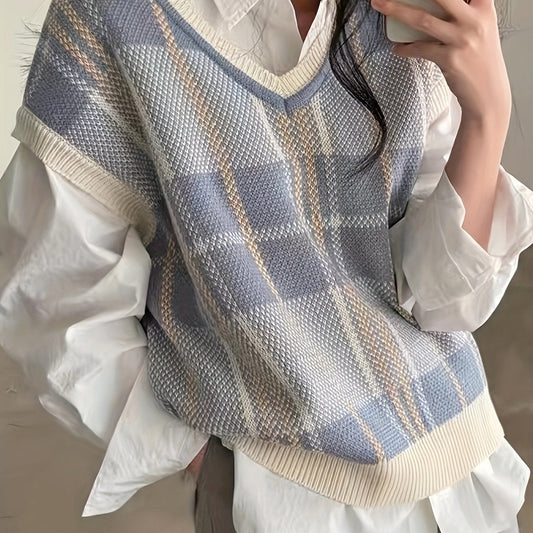 Diana | Argyle V-Neck Sweater Vest