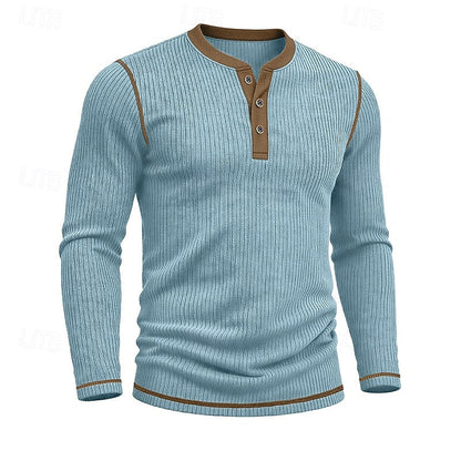 Owen | Ribbed Long-Sleeve Henley Shirt