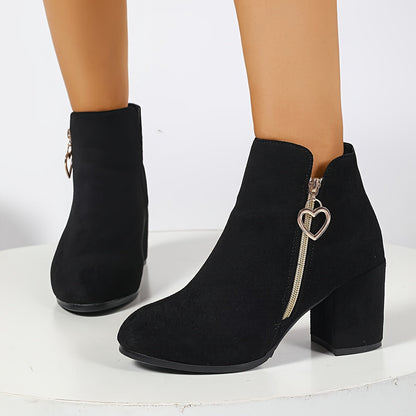 Millicent | Elegant Heart-Zip Ankle Boots