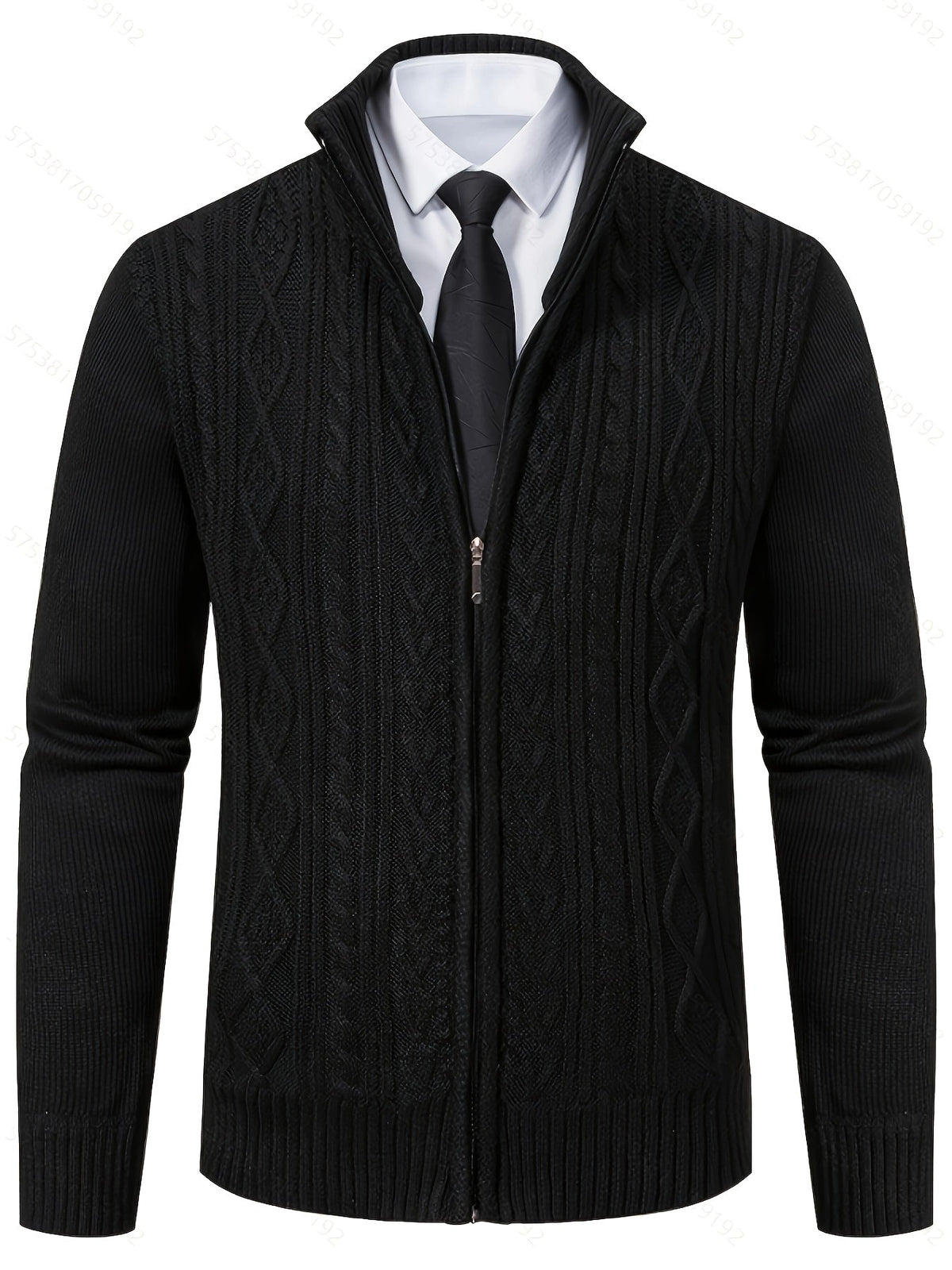 Edmund | Textured Stand-Collar Zip Cardigan