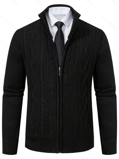 Edmund | Textured Stand-Collar Zip Cardigan