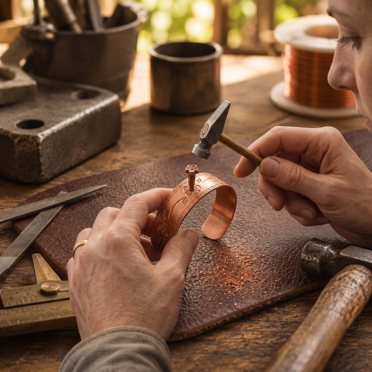 Ethal's Fret Copper Bracelet