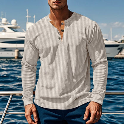 Foster | Ribbed Long-Sleeve Henley Shirt