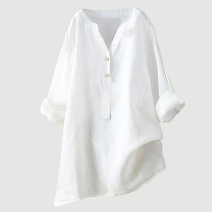 Cassia | Refined V-Neck Button-Down Shirt