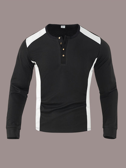 Sawyer | Textured Contrast Henley Shirt