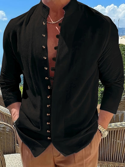 Benedict | Retro Loose Long Sleeve Button-Up Shirt