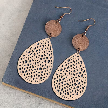 Vintage Cutout Leather Drop Earrings