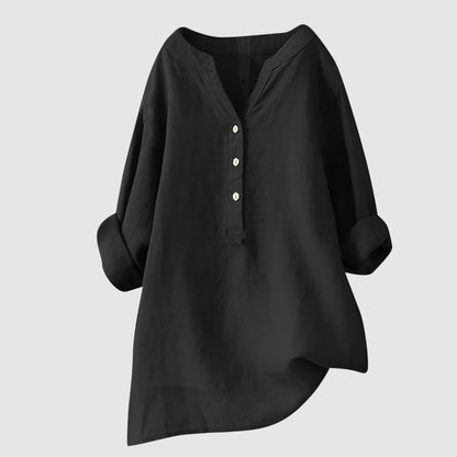 Cassia | Refined V-Neck Button-Down Shirt