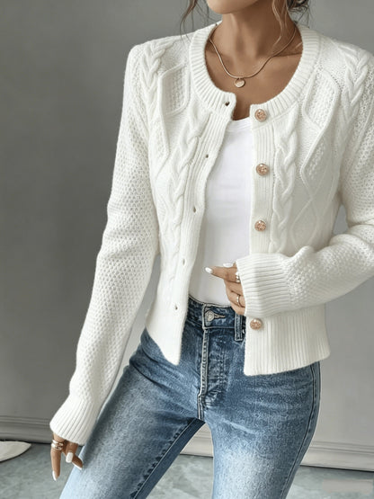 Cecilia | Cable-Knit Button-Front Cardigan