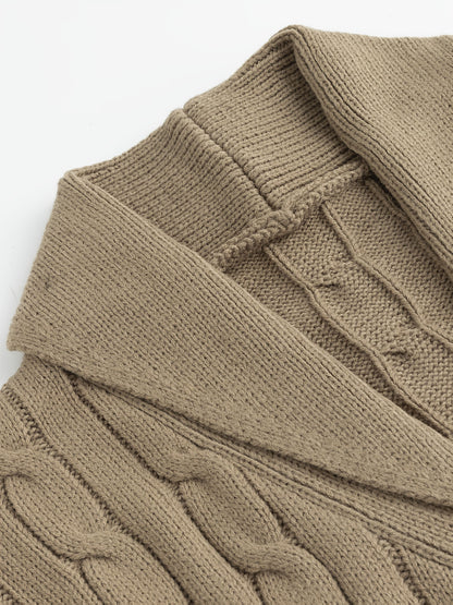 Elliot | Shawl Collar Cable-Knit Cardigan