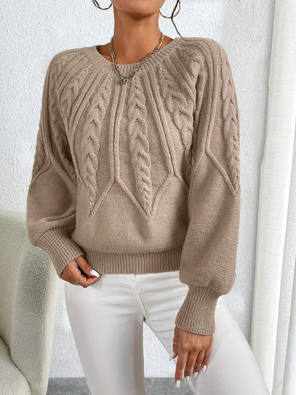 Odette | Cable-Knit Lantern Sleeve Sweater