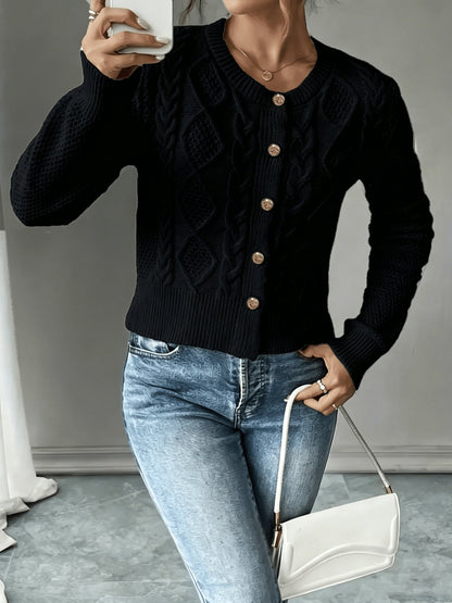 Cecilia | Cable-Knit Button-Front Cardigan
