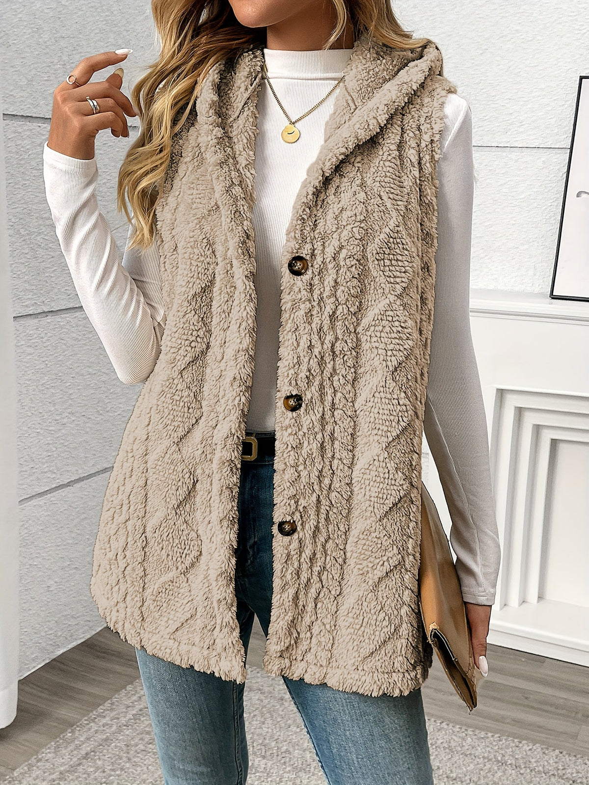 Coralie | Textured Hooded Gilet