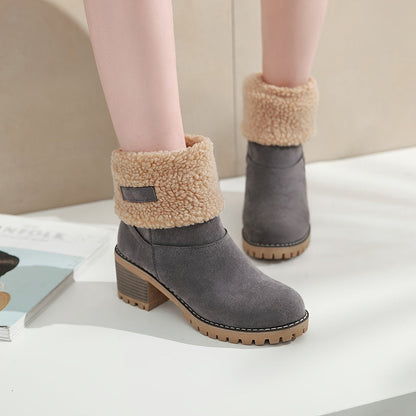 Priscilla | Cosy Cuffed Block-Heel Ankle Boots