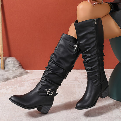 Rosalind | Slouch Buckle Knee-High Boots