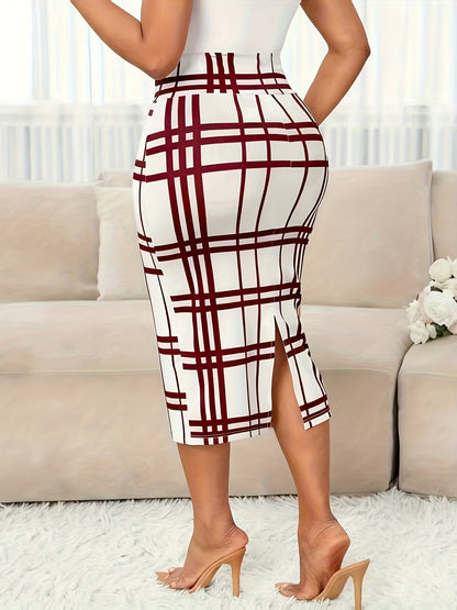 Margaret | Tailored Check Midi Skirt