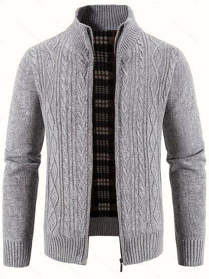 Edmund | Textured Stand-Collar Zip Cardigan