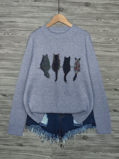 Talia | Cosy Cat-Print Jumper