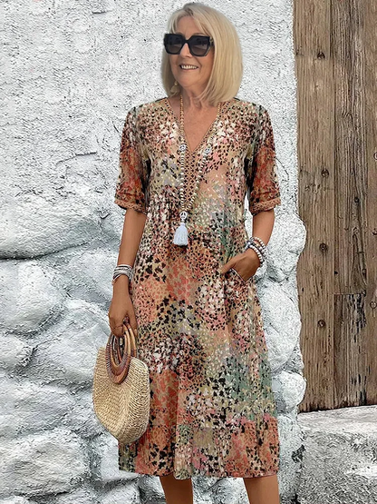 Arabella | Vibrant Pattern Midi Dress