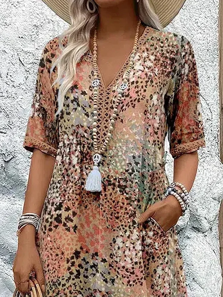 Arabella | Vibrant Pattern Midi Dress