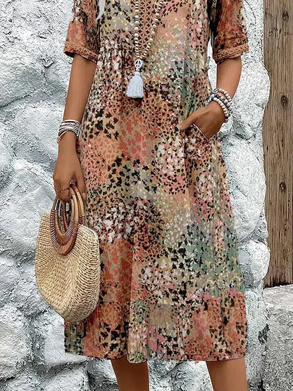 Arabella | Vibrant Pattern Midi Dress