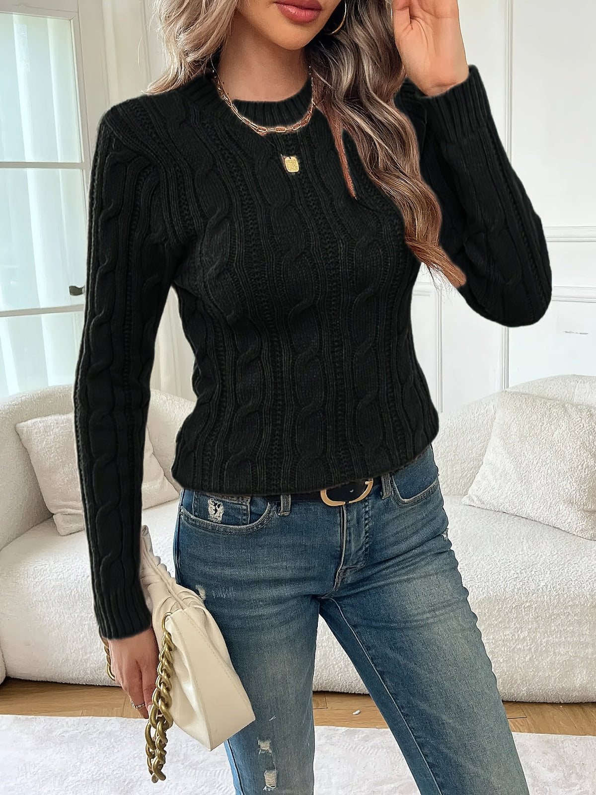 Gemma | Cable-Knit Round Neck Sweater