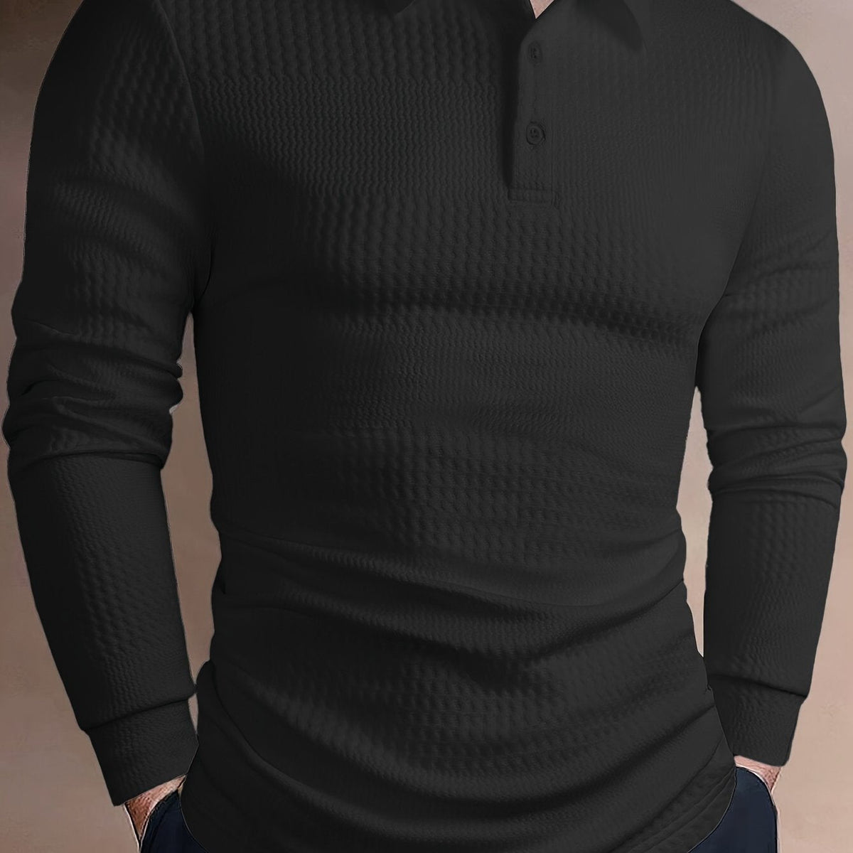 Clifford | Textured Long Sleeve Polo Shirt
