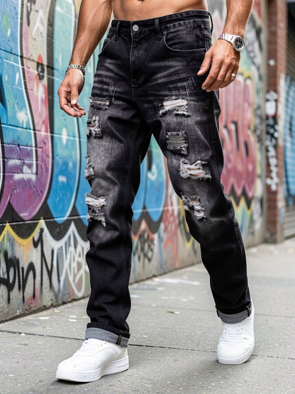 Kingsley | Rugged Distressed Straight Jeans