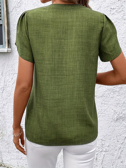 Cora | Petal-Sleeve Notched Blouse