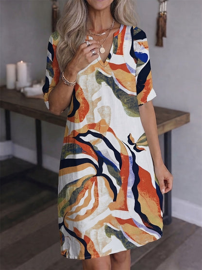 Marion | Artful Print V-Neck Dress