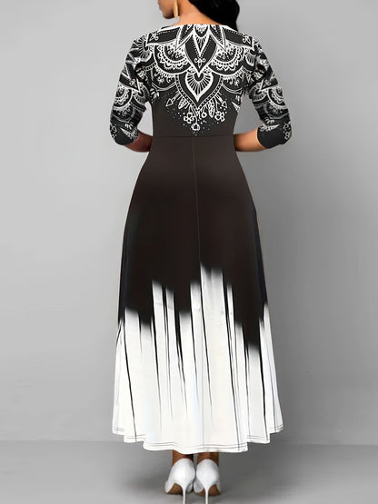 Rosalyn | Ornate Print A-Line Maxi Dress