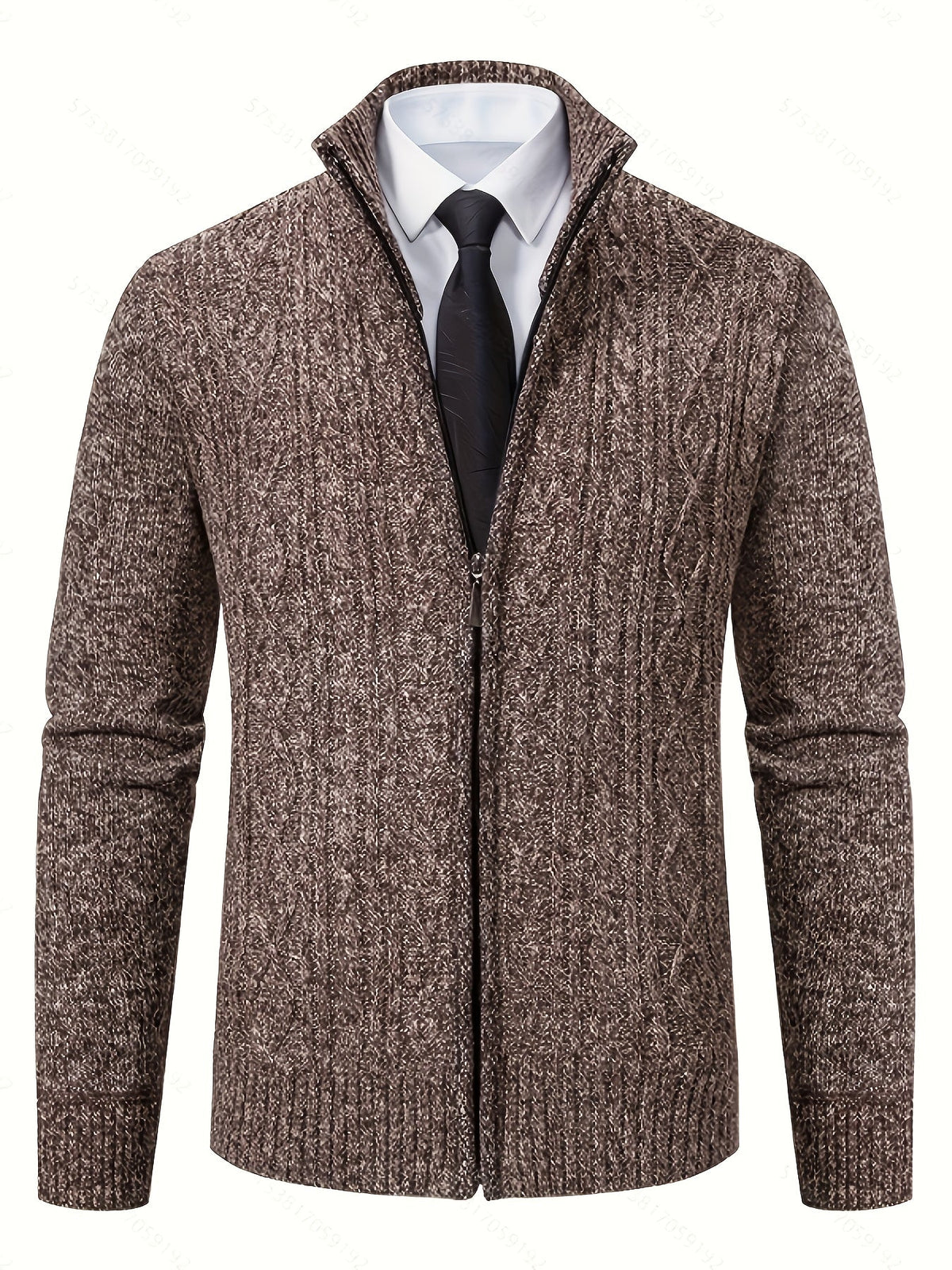 Edmund | Textured Stand-Collar Zip Cardigan