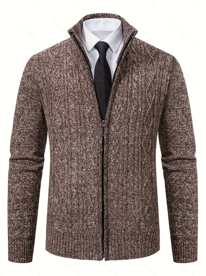 Edmund | Textured Stand-Collar Zip Cardigan