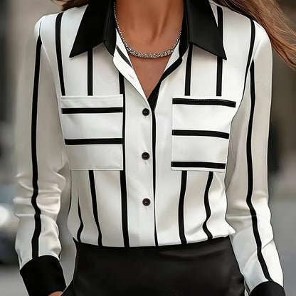 Whitney | Contrast Stripe Blouse