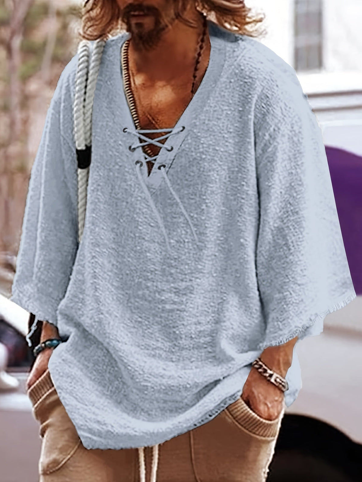 Silas | Relaxed Lace-Up Shirt