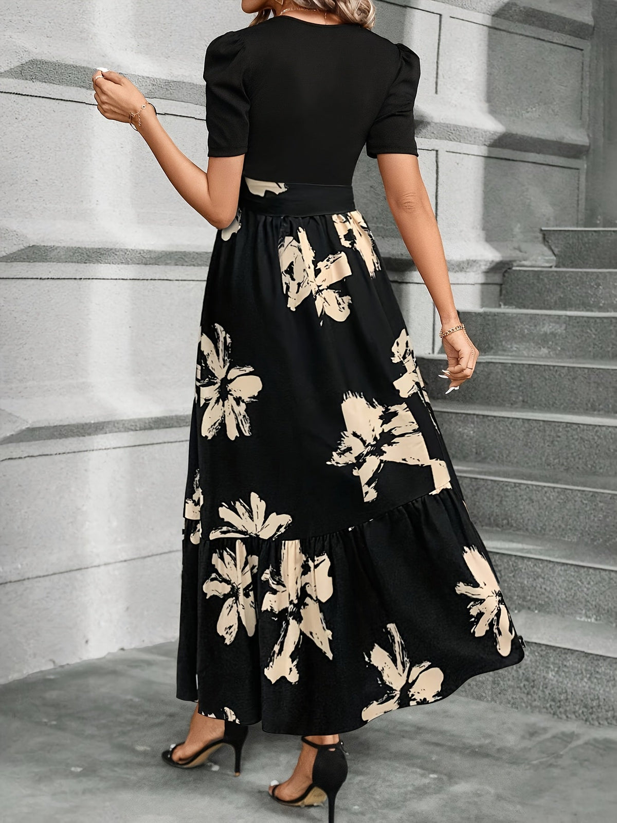 Ophelia | Floral Puff-Sleeve Maxi Dress