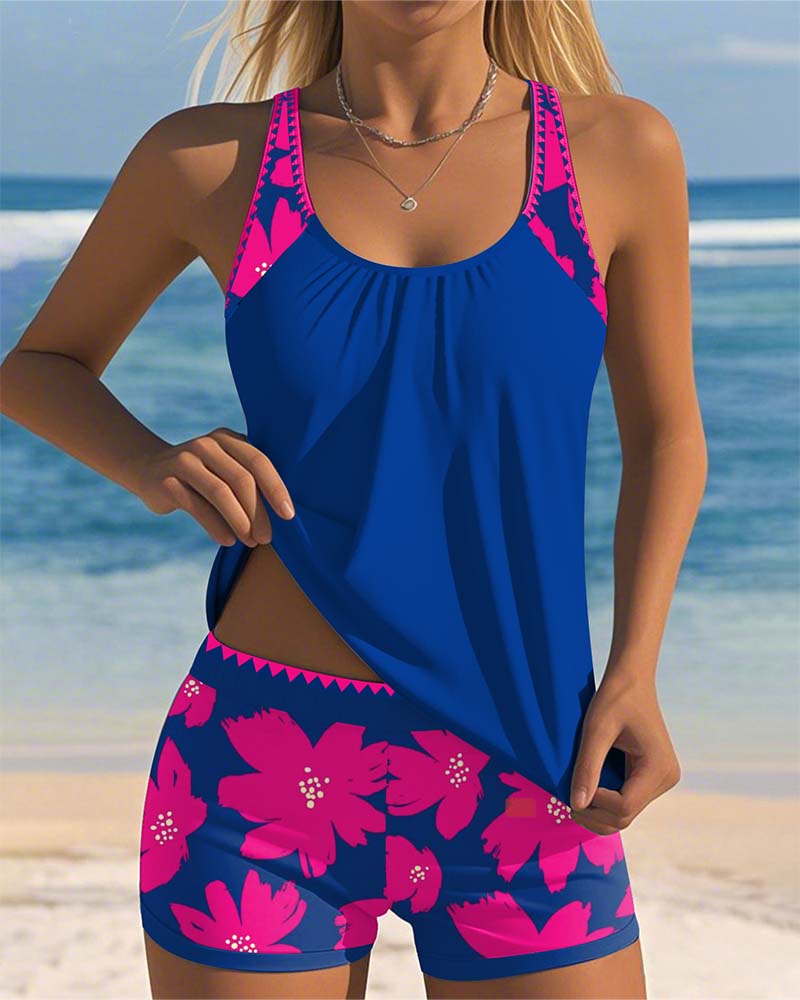 Judith - U-Neck Sleeveless Printed Tankini