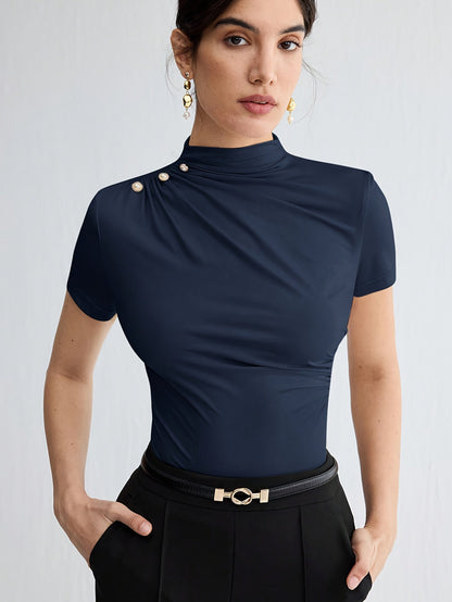 Hazel | Fitted Mock-Neck Top