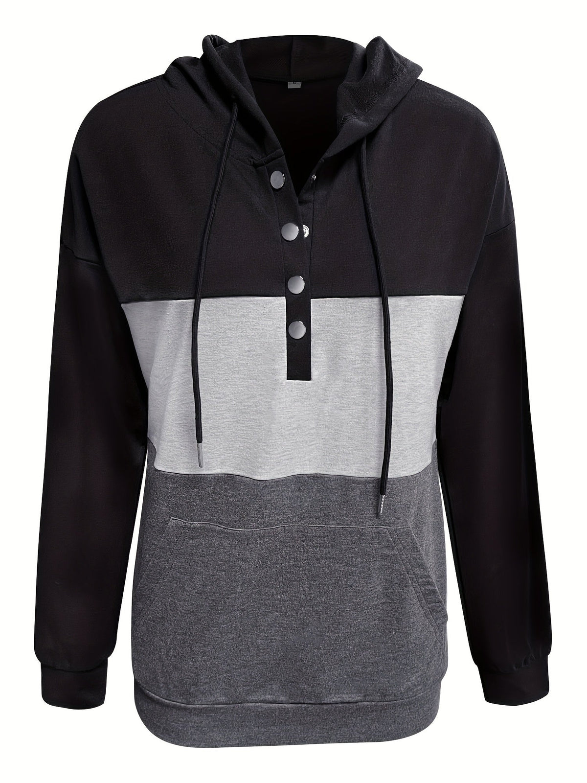 Tamsin | Colour Block Button Hoodie