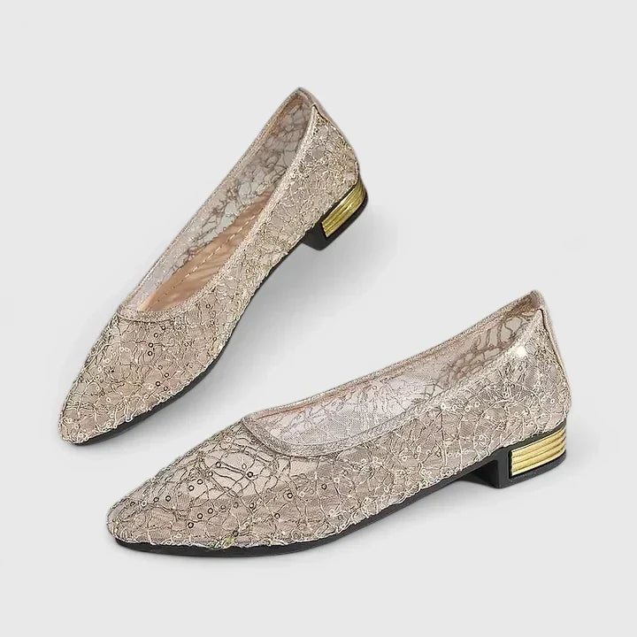 Camille | Textured Metallic Ballet Flats