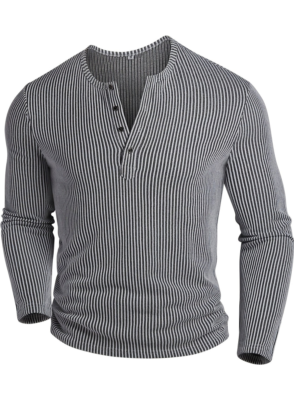 Malcolm | Ribbed Long-Sleeve Henley Shirt