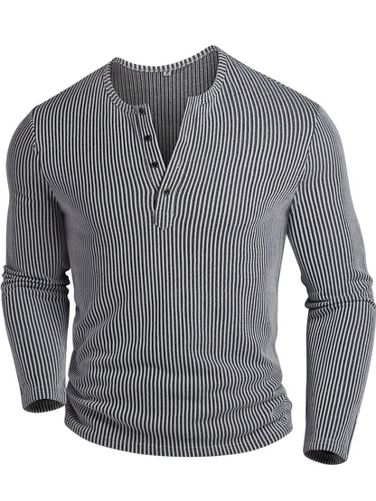 Malcolm | Ribbed Long-Sleeve Henley Shirt