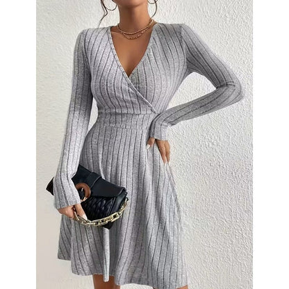 Aurelia | Ribbed Wrap-Front A-Line Dress