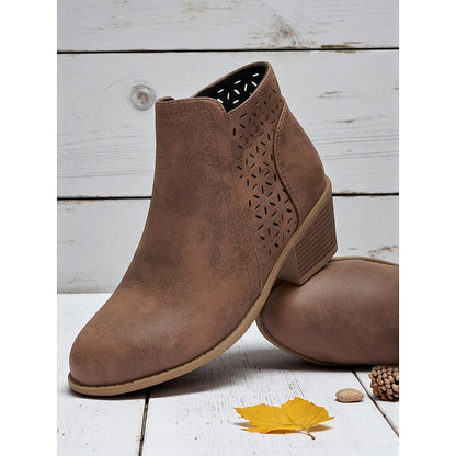 Adrienne | Cutout Block-Heel Ankle Boots