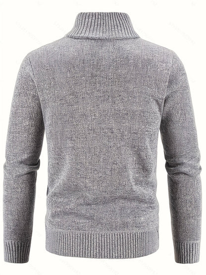 Edmund | Textured Stand-Collar Zip Cardigan