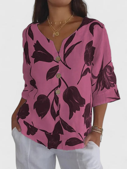 Miranda | Relaxed Floral V-Neck Blouse