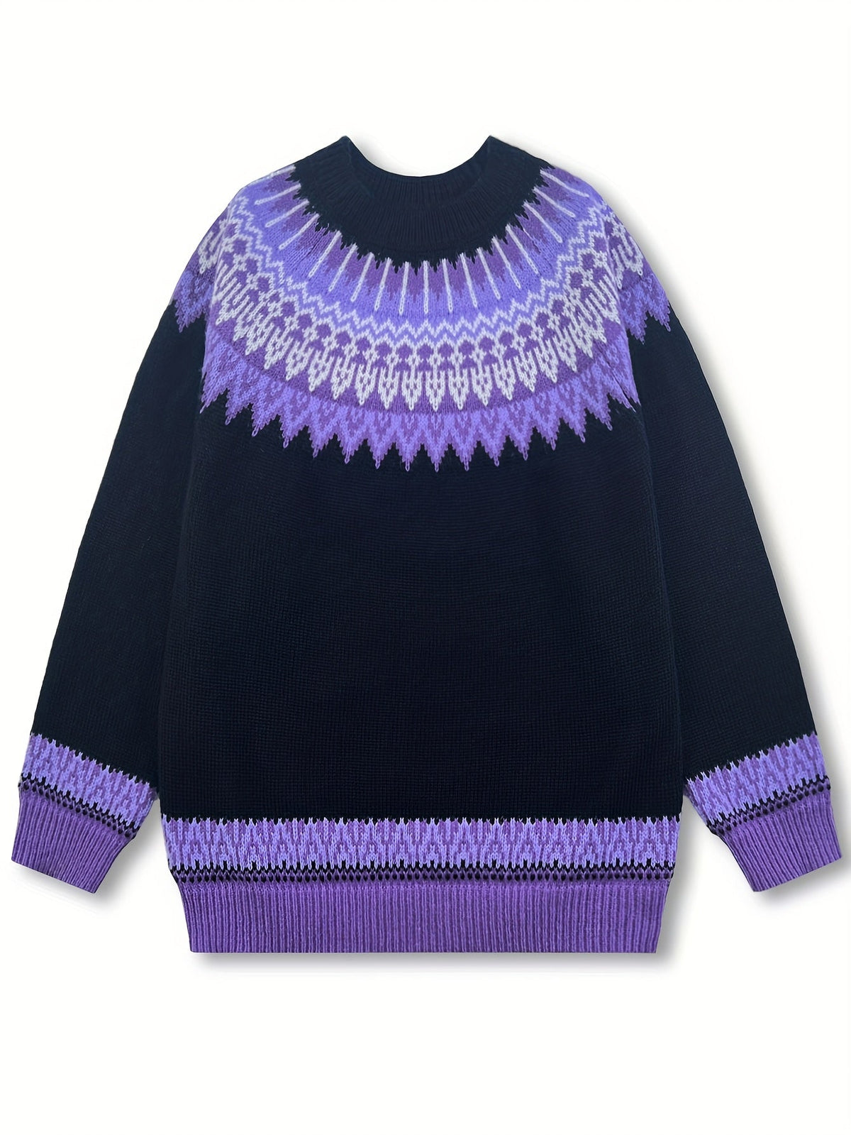Sylvia | Chunky Jacquard Round Neck Sweater